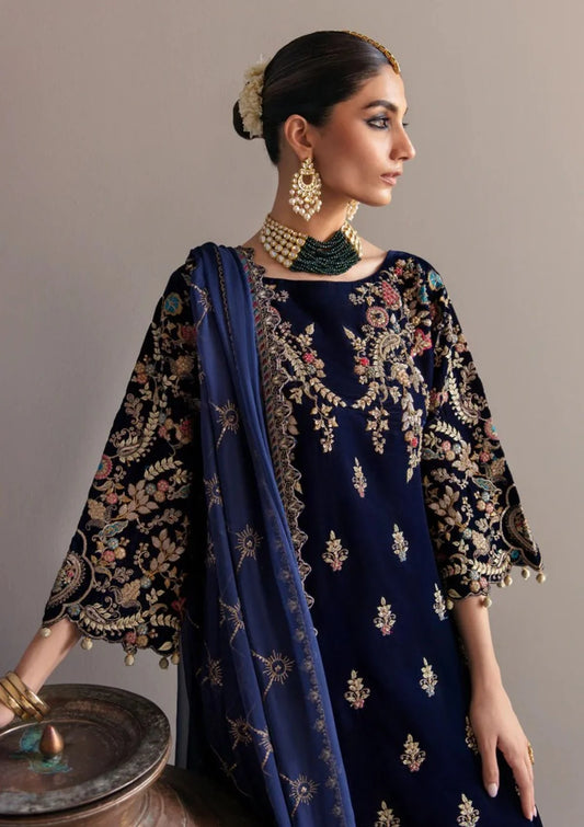 981-3Piece Embroidered Velvet Dress