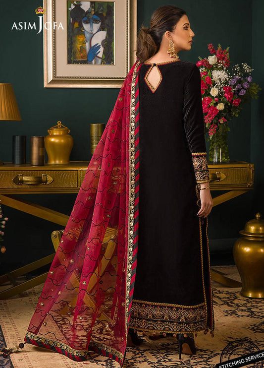 976-3piece Embroidered Velvet dress