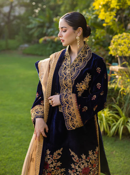 980-3 Piece Embroidered Velvet Dress