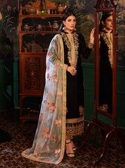 7011 - ZC Embroidered Velvet Dress