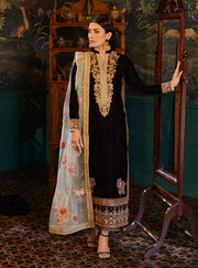 7011 - ZC Embroidered Velvet Dress
