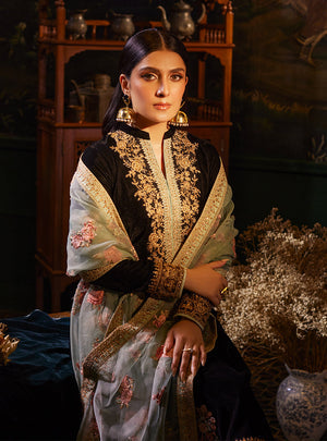 7011 - ZC Embroidered Velvet Dress