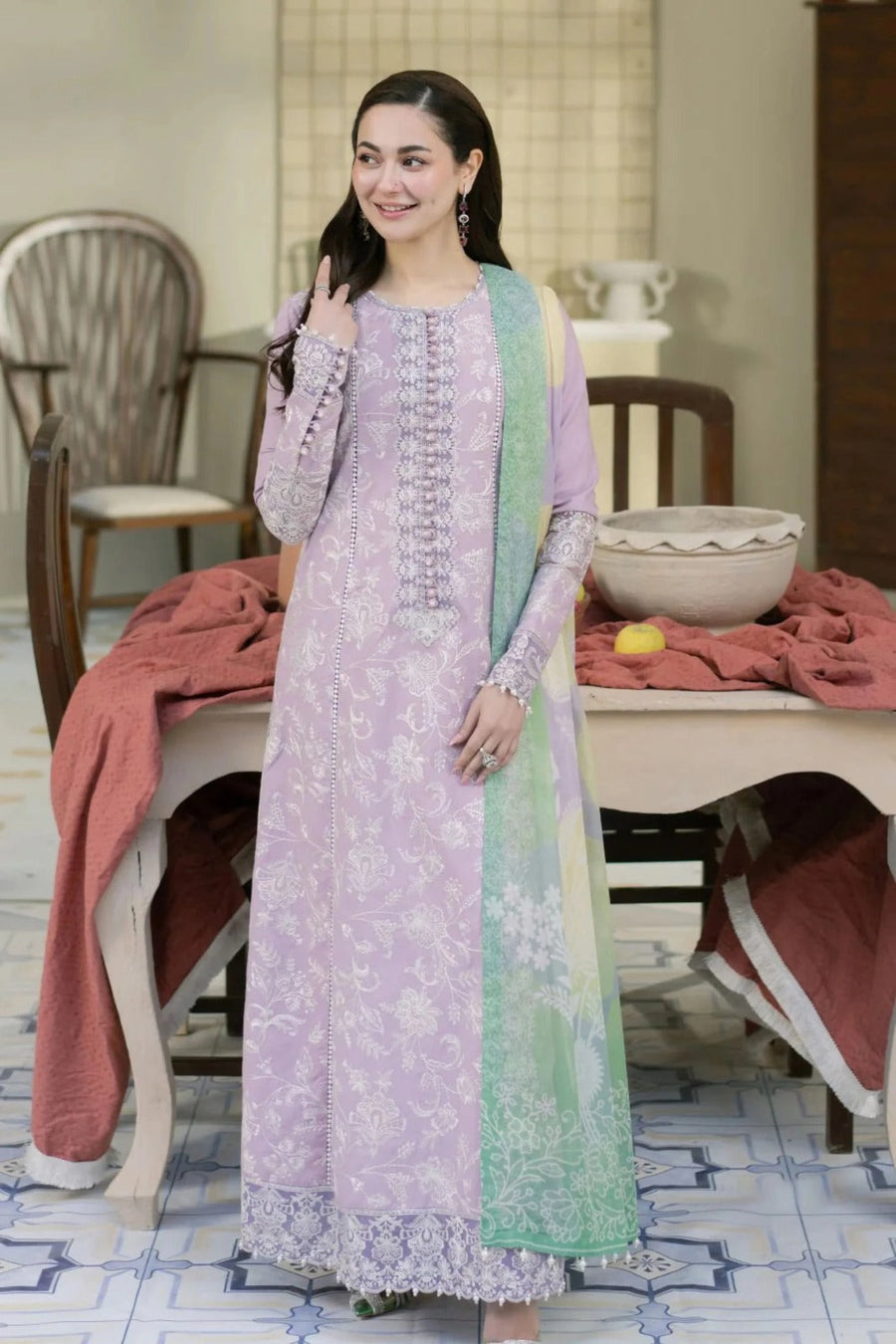 Dhanak 3-Piece Embroidered Dress D-Laam53