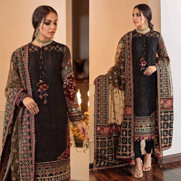 3Pc Lawn Heavy Embroidery with Embroidery Organza Dupatta. D-