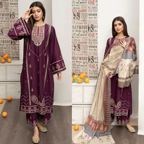 Dhanak 3-Piece Embroidered Dress URG-169