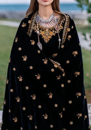 303 - Embroidered Velvet 3-Piece Dress with Velvet Shawl