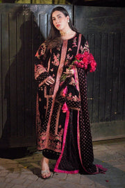7007 - Embroidered Velvet Dress with Embroidered Dupatta