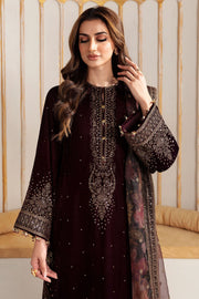 750 - Embroidered Velvet 3-Piece Dress with Organza Dupatta