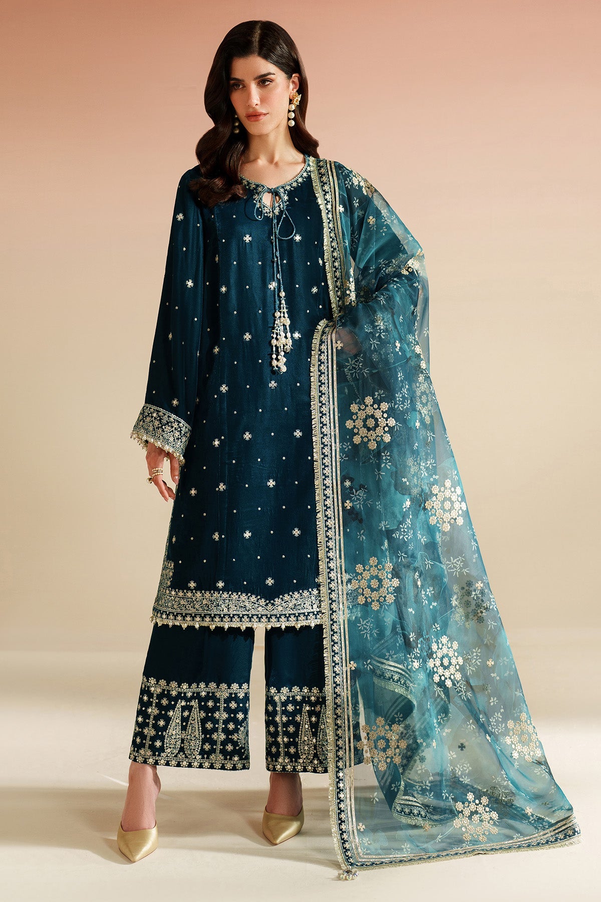 7009 - JZ Embroidered Velvet 3-Piece Dress