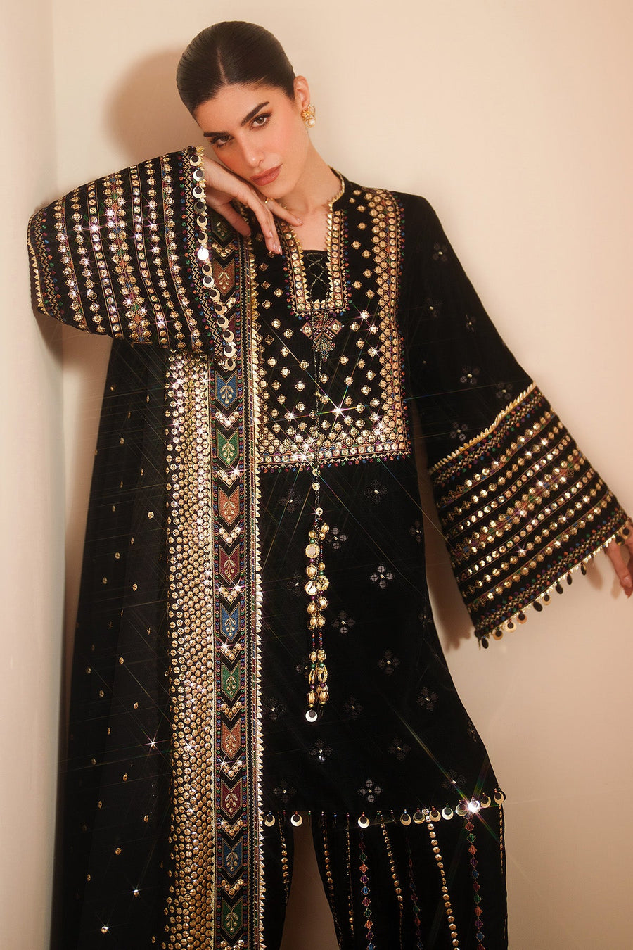 7008 - JZ Embroidered Velvet 3-Piece Dress