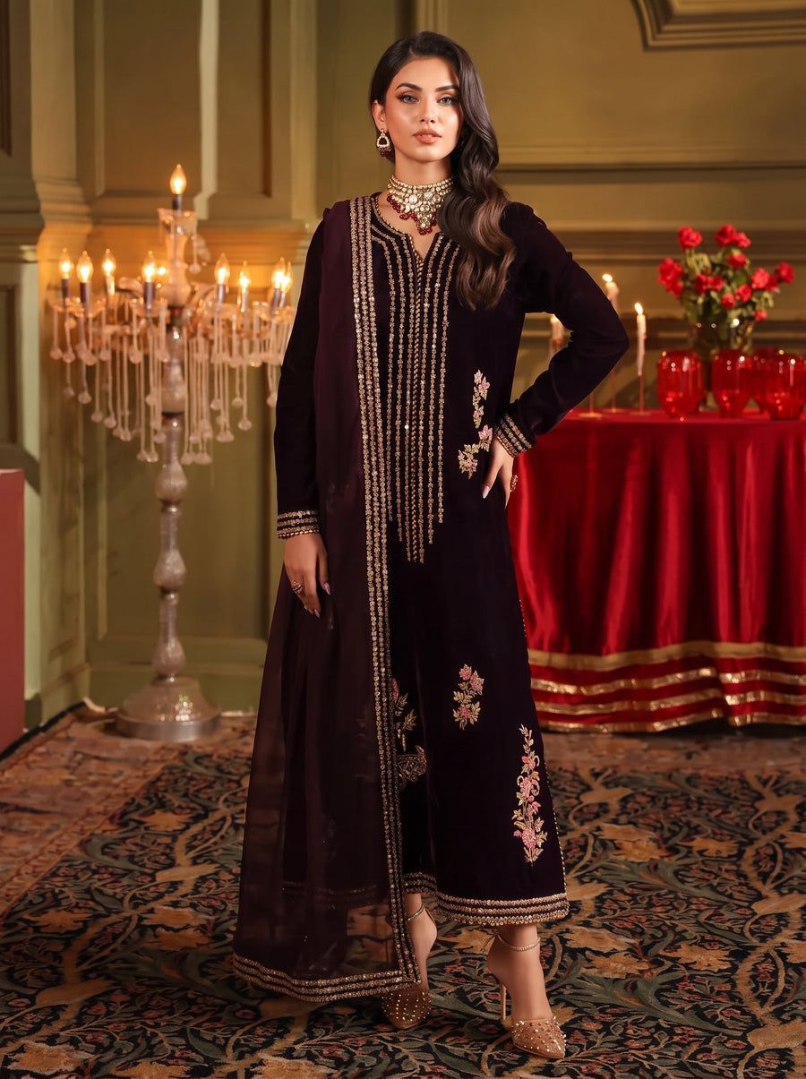 Shirin Velvet 3 Piece D-2008