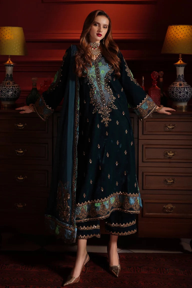 7012 - Charizma Embroidered Velvet Dress