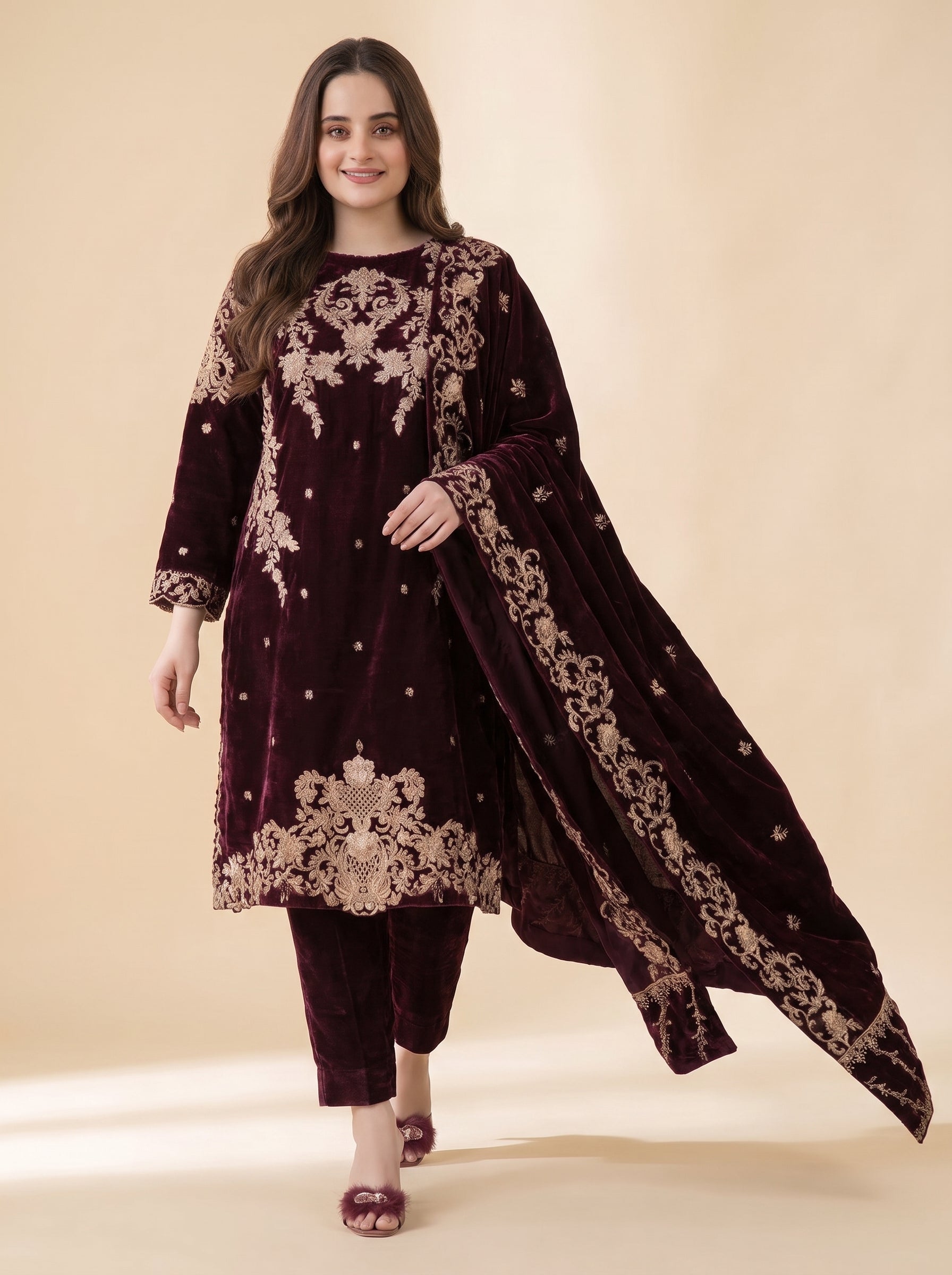 Roxana Velvet 3 Piece D-2007