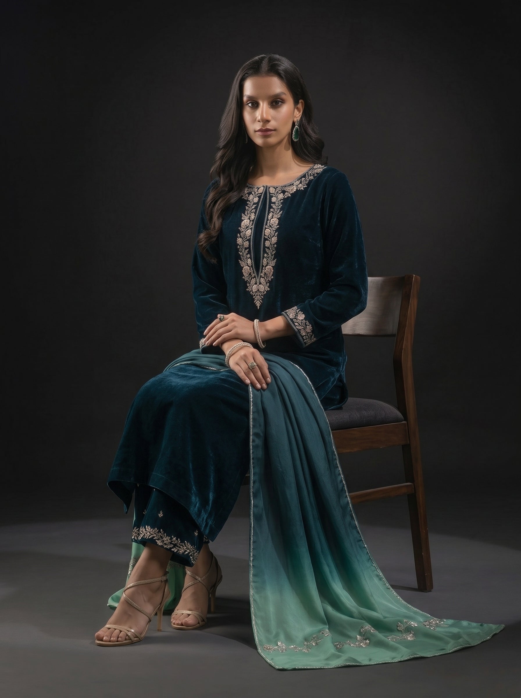 Shahkar Velvet 3 Piece D-2002