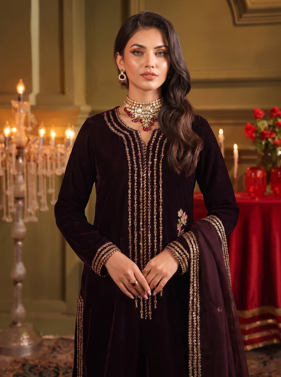 Shirin Velvet 3 Piece D-2008