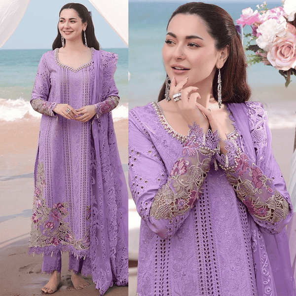Qalamkar - 3PC Lawn Chikenkari Embroidered Shirt - 604