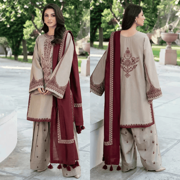 Baroque - 3PC Lawn Embroidered Suit - 554