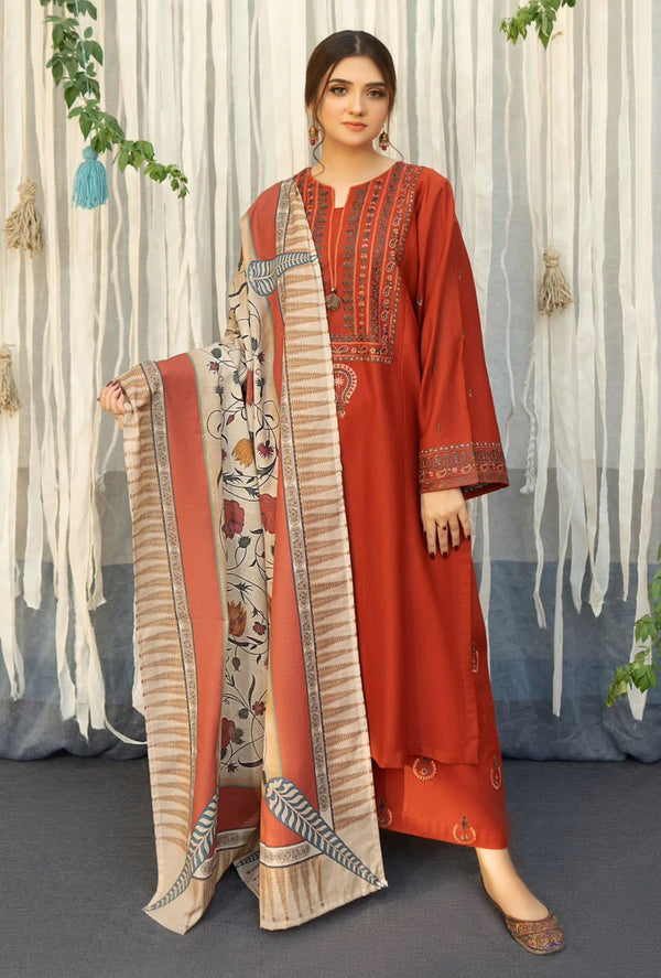 3-PC Dhanak EMBROIDERED DRESS DEALS OF THE DAY GUD 2536 FL