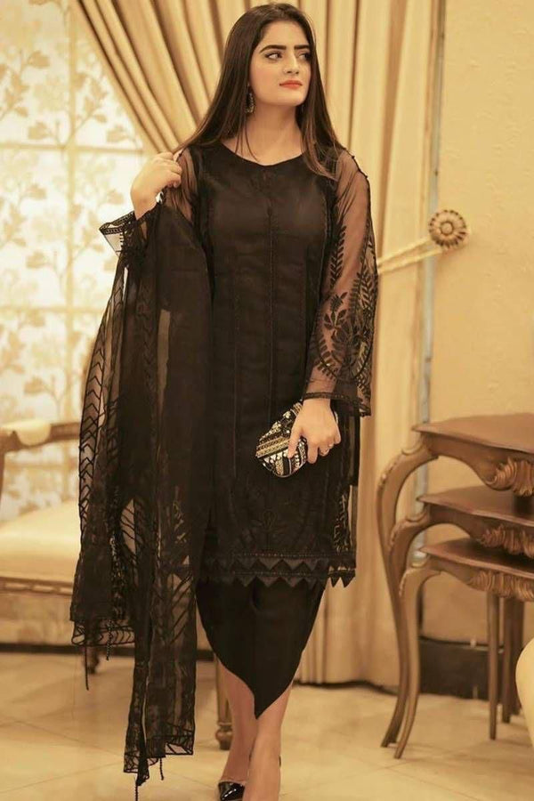 3-PC Embroidered Lawn Dress Deals of the Day GUL-11 (black)