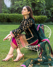 736 Embroidered Velvet Dress