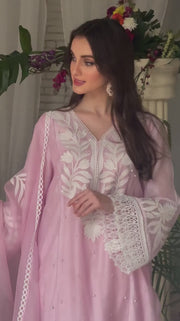 HG- 60 - Embroidered Organza 3-Piece Dress with Silk Trouser