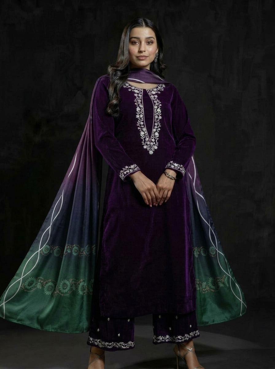 Nazneen Velvet 3 Piece D-2003