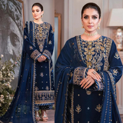 959-3PCs Embroidered Velvet With Embroidered Organza Dupatta