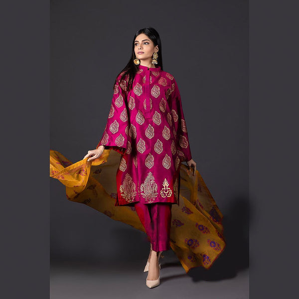 3-PC Kattan Silk Embroidered Dress Deals of the Day AML-601