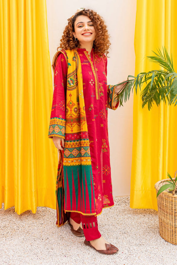3-PC Lawn Embroidered Dress Deals of the Days BT-01
